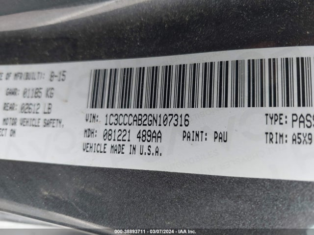 Chrysler 200 Limited 2016 1C3CCCAB2GN107316 Image 9