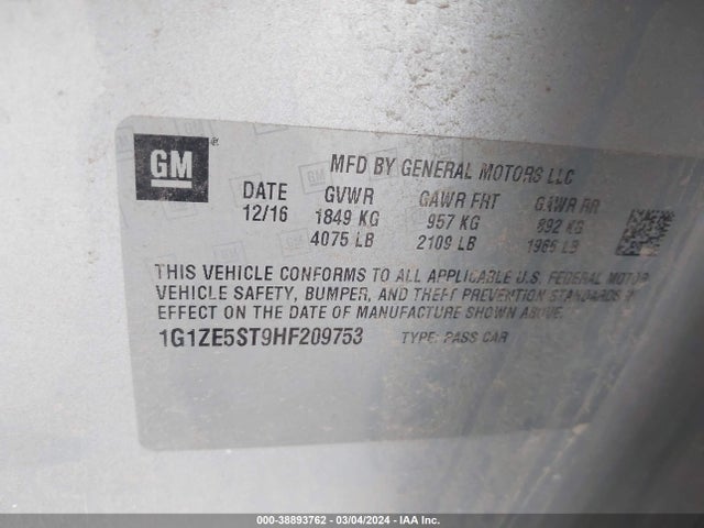 Chevrolet MALIBU 1LT 2017 1G1ZE5ST9HF209753 Image 9