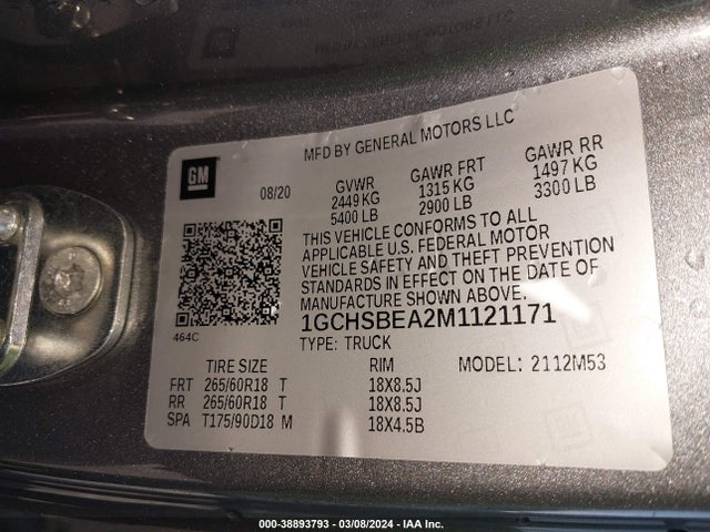 Chevrolet Colorado 2wd  Long Box Wt 2021 1GCHSBEA2M1121171 Image 9