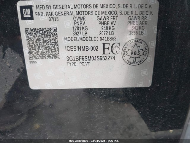 Chevrolet Cruze Premier Auto 2018 3G1BF6SM0JS652274 Image 9