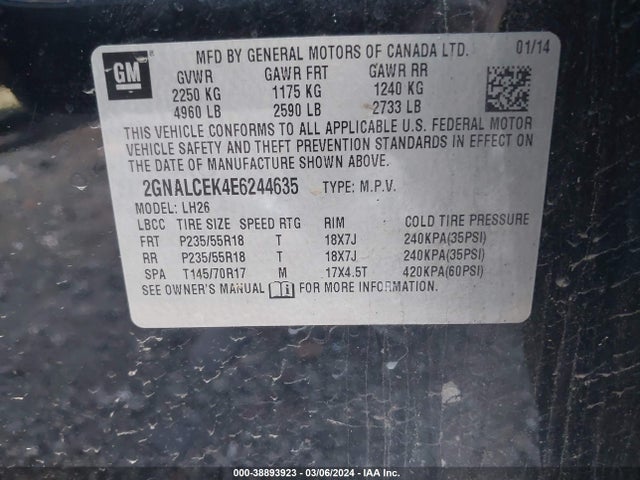 Chevrolet Equinox 2lt 2014 2GNALCEK4E6244635 Image 9