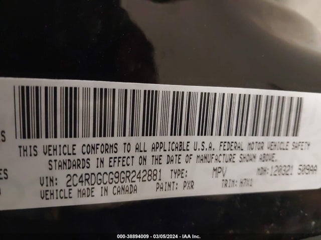 Dodge Grand Caravan Sxt 2016 2C4RDGCG9GR242881 Image 9