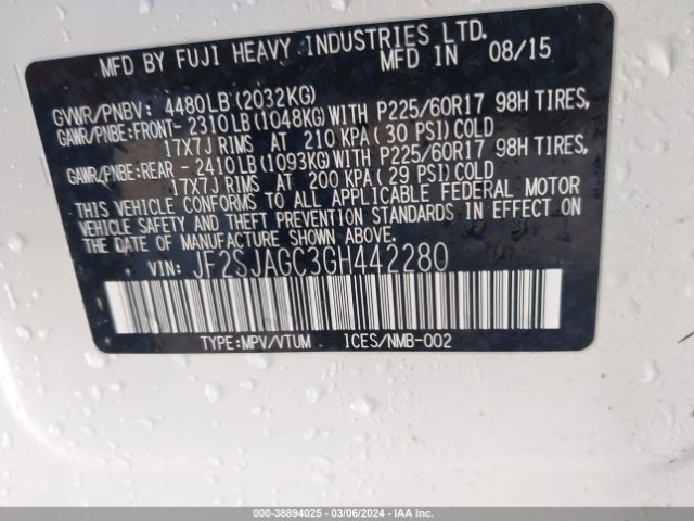 JF2SJAGC3GH442280 Subaru Forester 2.5i Premium