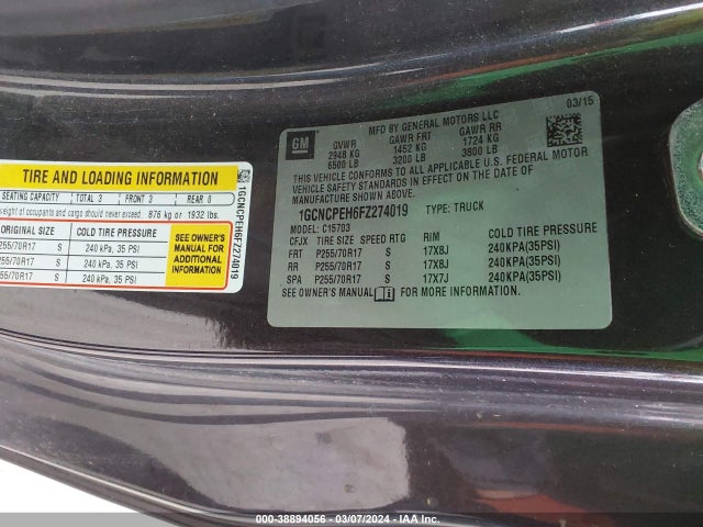 Chevrolet Silverado 1500 Ls 2015 1GCNCPEH6FZ274019 Image 9