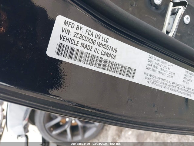 Dodge Charger Sxt Rwd 2021 2C3CDXBG1MH557476 Image 9