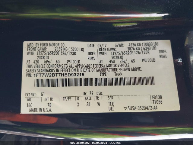 Ford F-250 Platinum 2017 1FT7W2BT7HED93218 Image 9