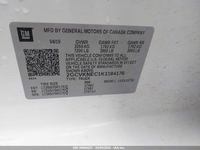 Chevrolet Silverado 1500 Ld Wt 2019 2GCVKNEC1K1184176 Image 9