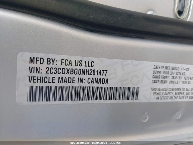 Dodge Charger Sxt Rwd 2022 2C3CDXBG0NH261477 Image 9