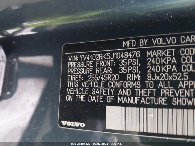 YV4102RK5J1048476 Volvo Xc60 T5 Momentum