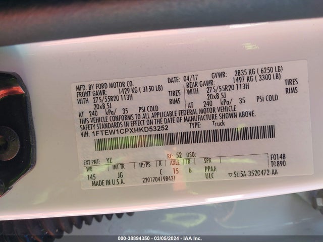 Ford F-150 Xl 2017 1FTEW1CPXHKD53252 Image 9