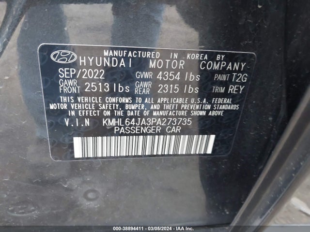 Hyundai SONATA SEL 2023 KMHL64JA3PA273735 Image 9