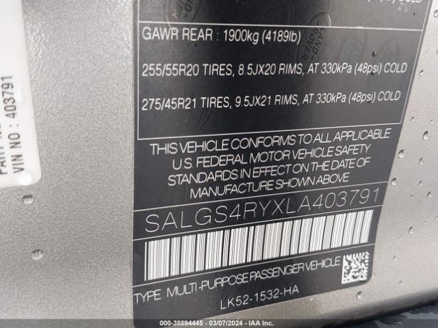 SALGS4RYXLA403791 Land Rover Range Rover Hse
