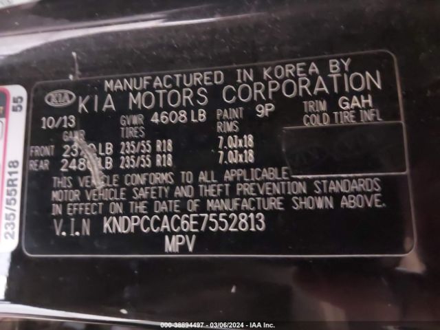 KNDPCCAC6E7552813 KIA Sportage Ex
