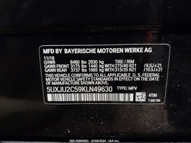 5UXJU2C59KLN49630 BMW X5 Xdrive50i