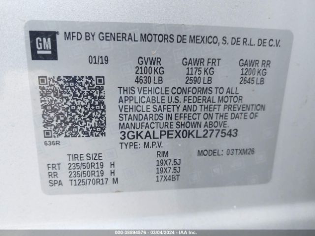 3GKALPEX0KL277543 GMC Terrain Slt