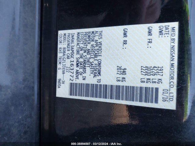 Nissan Altima 2.5 S 2016 1N4AL3AP0GC163772 Image 9