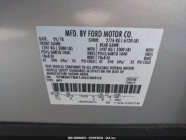 Ford Explorer 2018 1FM5K7B81JGC00515 Image 9