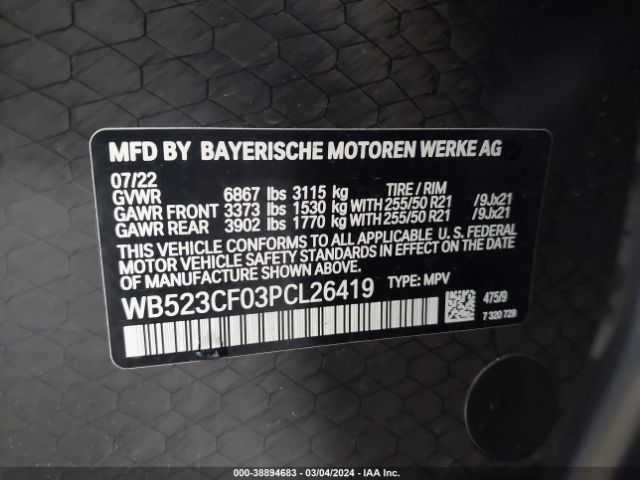 WB523CF03PCL26419 BMW Ix Xdrive50