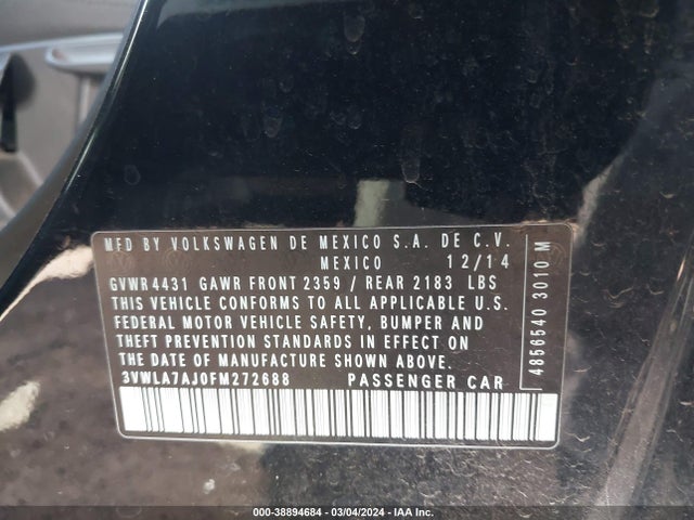 3VWLA7AJ0FM272688 Volkswagen Jetta 2.0l Tdi Se