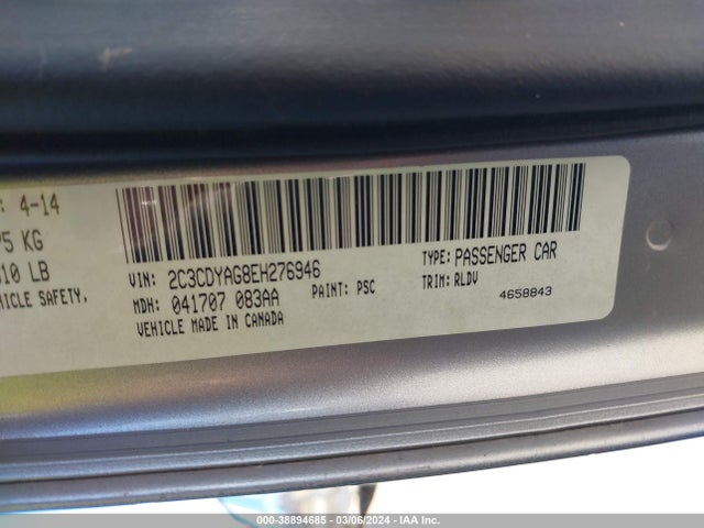 Dodge Challenger Sxt Plus 2014 2C3CDYAG8EH276946 Image 9