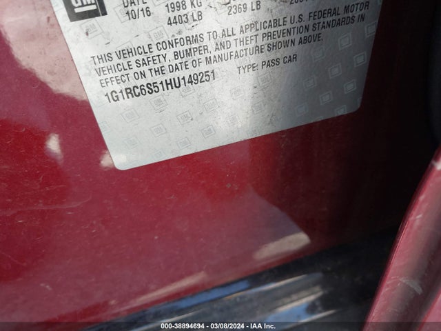 Chevrolet VOLT LT 2017 1G1RC6S51HU149251 Image 9