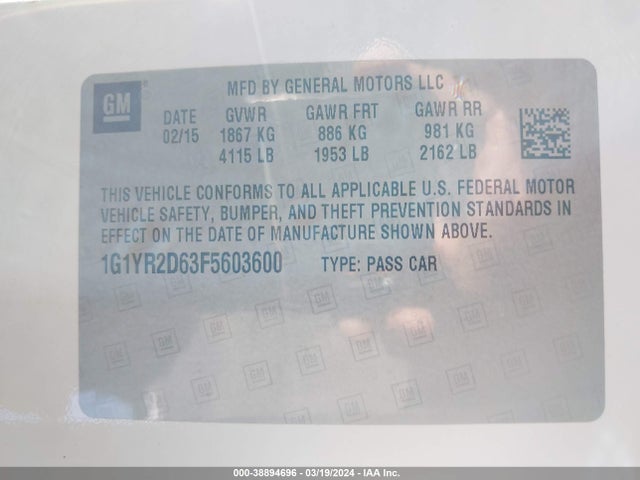Chevrolet Corvette Z06 2015 1G1YR2D63F5603600 Image 9