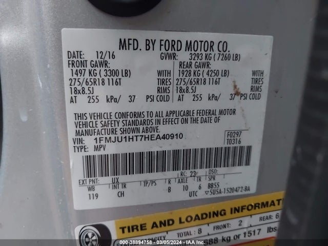 Ford Expedition Xlt 2017 1FMJU1HT7HEA40910 Image 9