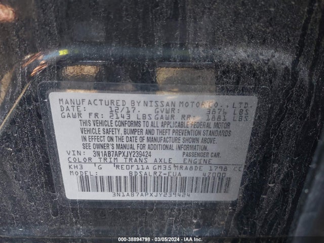Nissan SENTRA SR 2018 3N1AB7APXJY239424 Image 9