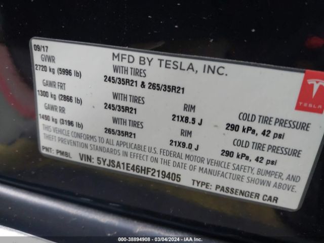 5YJSA1E46HF219405 Tesla Model S 100d/60d/75d/90d/p100d