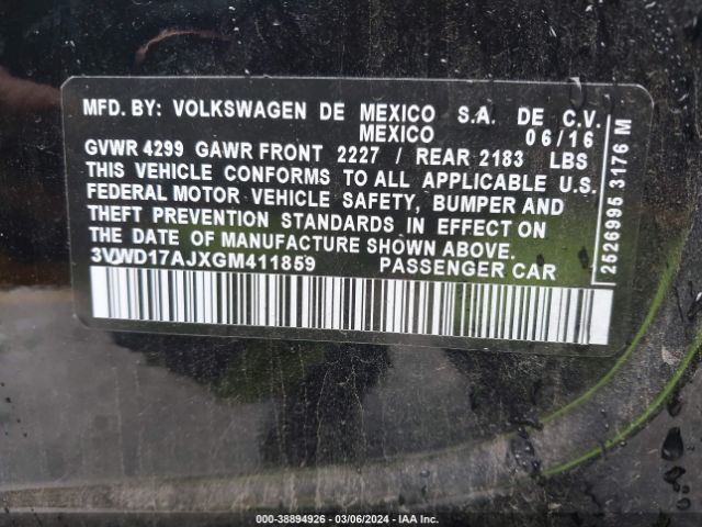 3VWD17AJXGM411859 Volkswagen Jetta 1.8t Sport