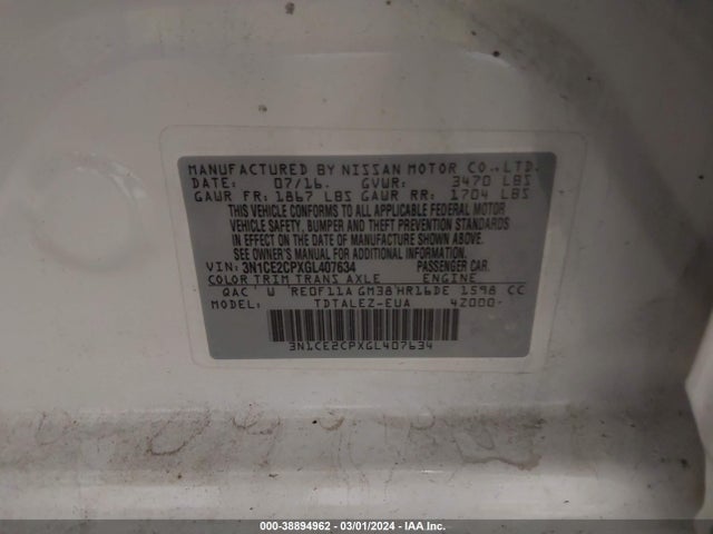 Nissan Versa Note Sl 2016 3N1CE2CPXGL407634 Image 9