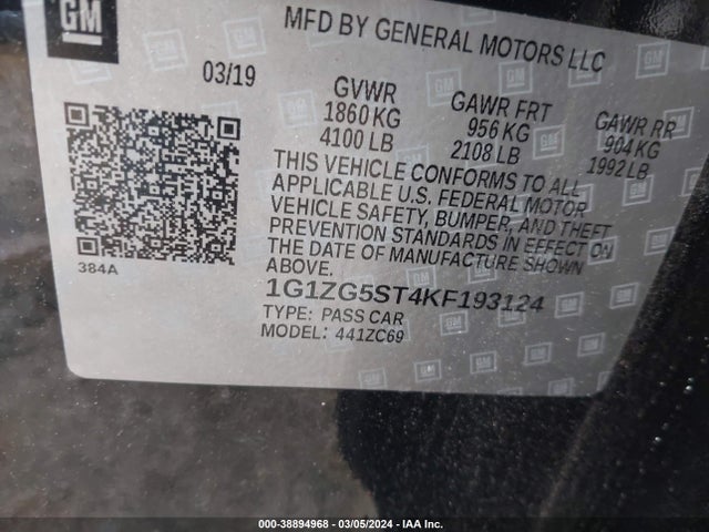 Chevrolet MALIBU RS 2019 1G1ZG5ST4KF193124 Image 9