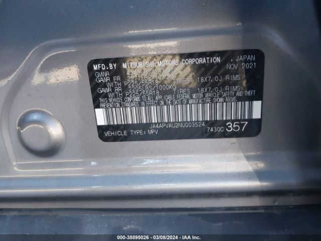 JA4APVAU2NU003524 Mitsubishi Outlander Sport 2.0 Se 2wd