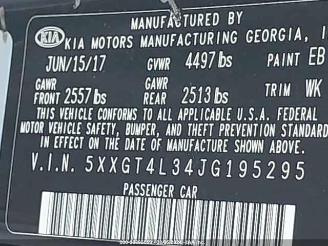 KIA Optima Lx 2018 5XXGT4L34JG195295 Image 9
