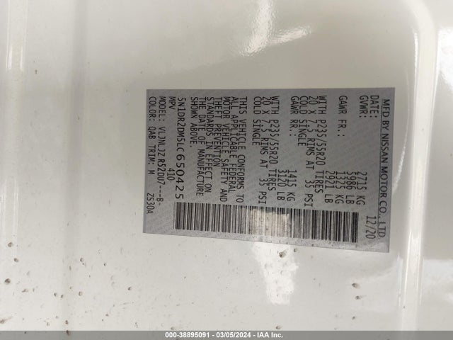 Nissan Pathfinder Platinum 4wd 2020 5N1DR2DM5LC650425 Image 9