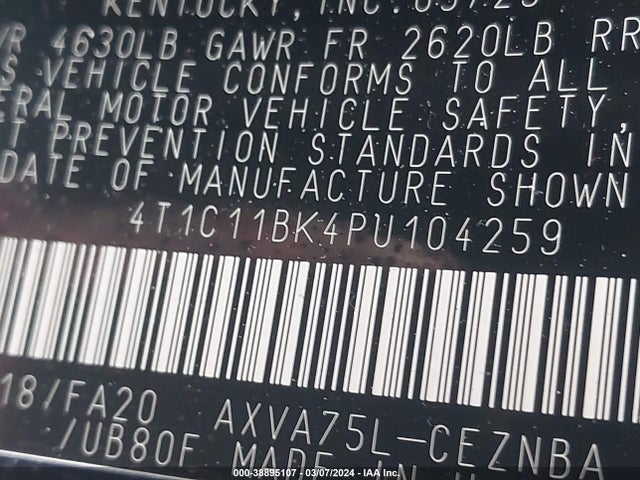 Toyota CAMRY LE 2023 4T1C11BK4PU104259 Image 9