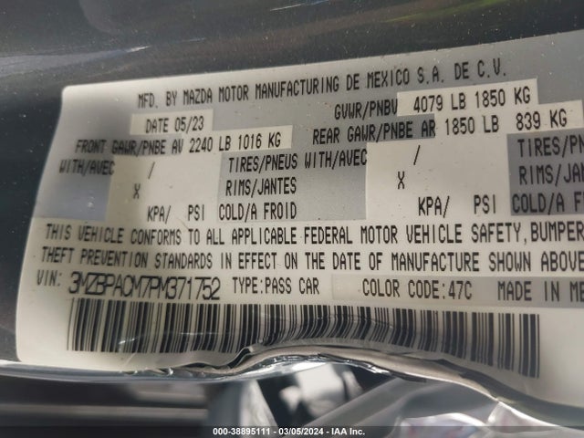 Mazda Mazda3 2.5 S Carbon Edition 2023 3MZBPACM7PM371752 Image 9