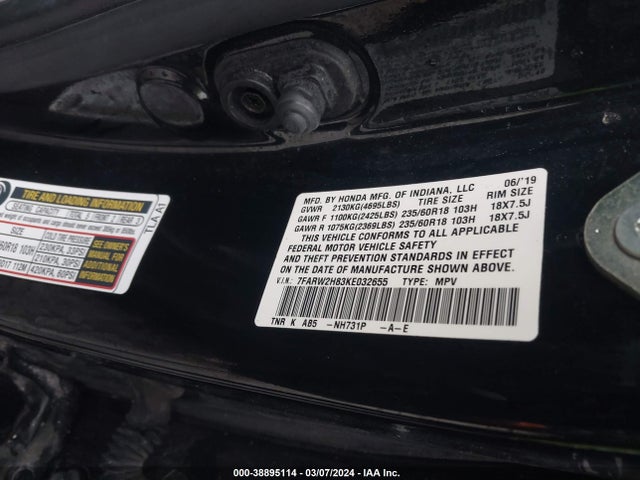 Honda Cr-v Ex-l 2019 7FARW2H83KE032655 Image 9