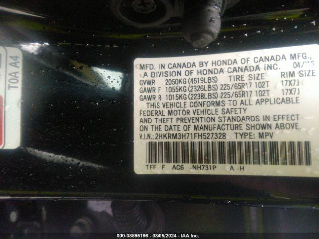 2HKRM3H71FH527328 Honda Cr-v Ex-l