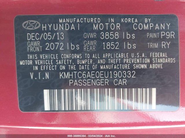Hyundai Veloster Turbo W/black 2014 KMHTC6AE0EU190332 Image 9