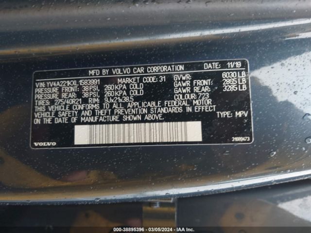 YV4A221KXL1583991 Volvo Xc90 T6 Momentum 6 Passenger