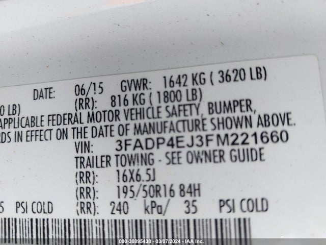 Ford FIESTA SE 2015 3FADP4EJ3FM221660 Image 9