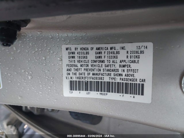 Honda ACCORD LX 2015 1HGCR2F31FA090862 Image 9