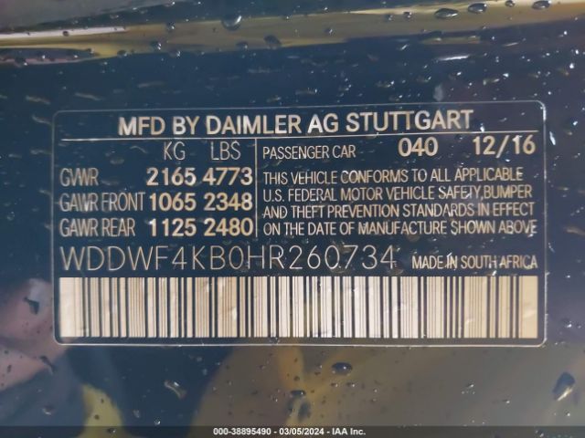 WDDWF4KB0HR260734 Mercedes-Benz C 300 4matic/luxury 4matic/sport 4matic