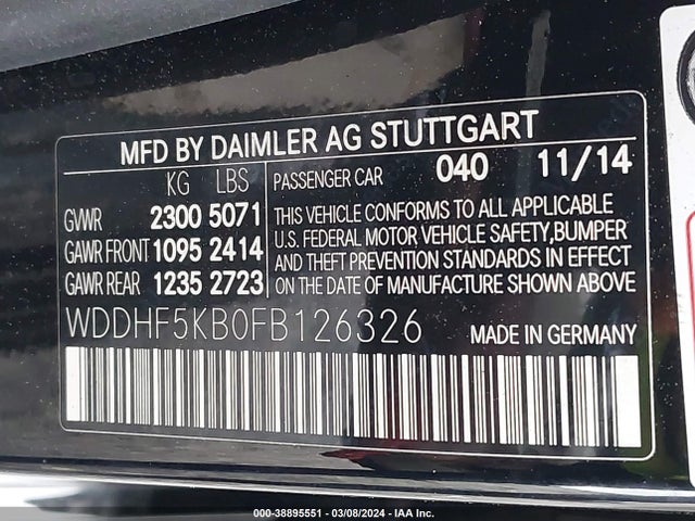 Mercedes-Benz E 350 2015 WDDHF5KB0FB126326 Image 9
