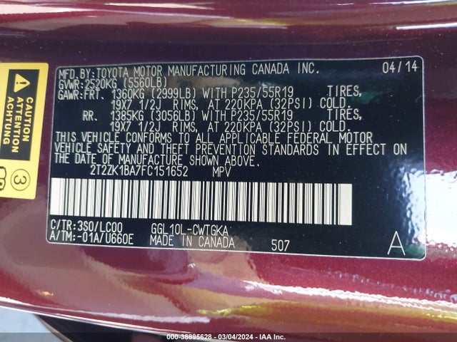 Lexus RX 350 2015 2T2ZK1BA7FC151652 Image 9