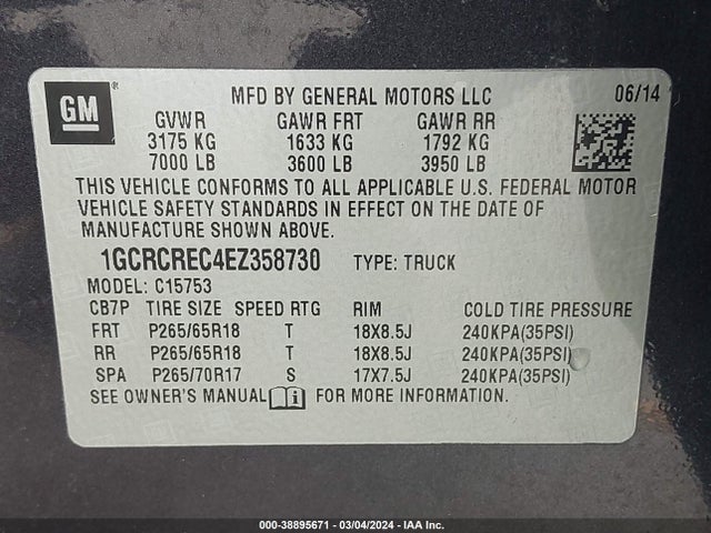 Chevrolet Silverado 1500 1lt 2014 1GCRCREC4EZ358730 Image 9