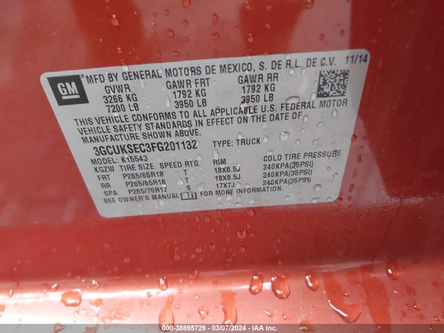Chevrolet Silverado 1500 2lz 2015 3GCUKSEC3FG201132 Image 9