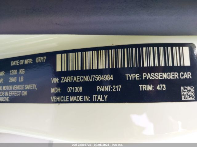 ZARFAECN0J7564984 Alfa Romeo Giulia Ti Sport Rwd