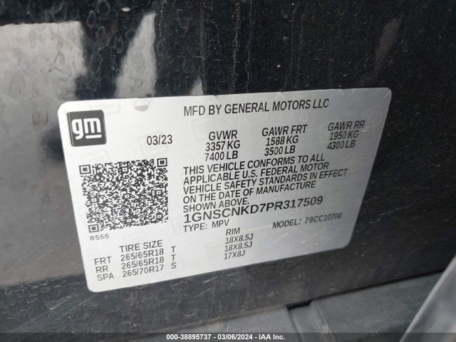 Chevrolet Tahoe 2wd Lt 2023 1GNSCNKD7PR317509 Image 9